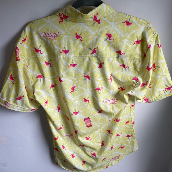 RSVLTS X NATURAL LIGHT NATURDAYS YELLOW WITH FLAMINGOS KUNUFLEX SHIRT SMALL (J) - Picture 5 of 5